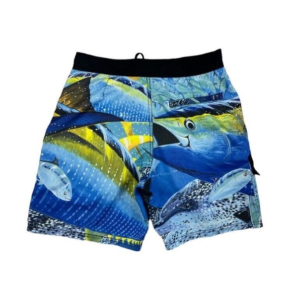 Afico Bluewater GUY HARVEY Swimwear  Mens Size 30  Fish Print Board Short Trunks - Picture 2 of 7